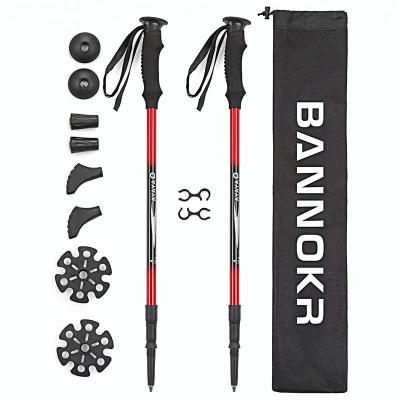 China Outdoor Walking Sticks Flexible Shock-absorbing Mountaineering Hiking Stick Aluminum Outdoor Walking Sticks 7075 for sale