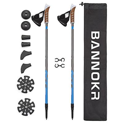 China Durable BANNOKR Hiking Trekking Walking Stick With Cork Hand Bar for sale