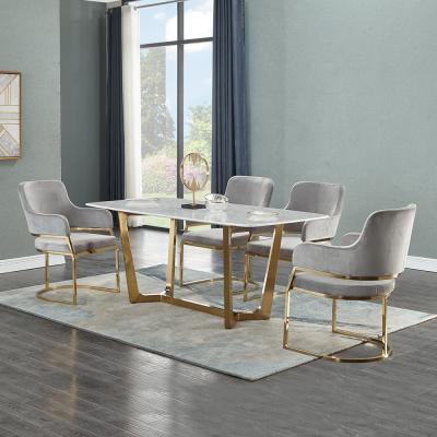 China (Size)Adjustable Luxury Marble Dining Table For Restaurant Modern Italian Marble Top Swept Gold Pillar Dining Table for sale