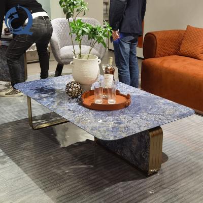 China Turkey stable style stone coffee table living room furniture set modern base metal marble leg coffee table for sale