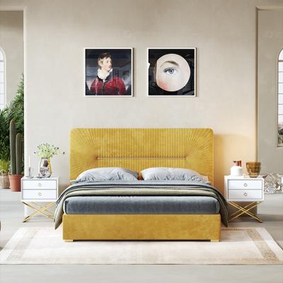 China Modern Bedroom Velvet Fabric Bed High Quality Eco-friendly Furniture New Design for sale