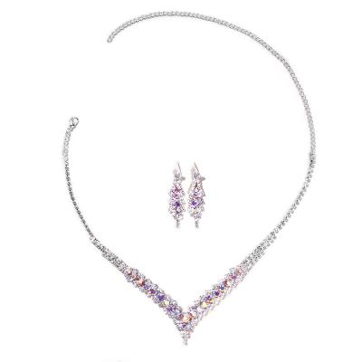 China CLASSIC chaozhong classical earring necklace sets  luxury zircon Bridal jewelry set women accessories for sale