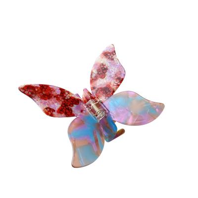 China Fashion Chaozhong custom logo Large Grab Clip Ponytail Simple Temperament butterfly Acetate Hair Clip for sale