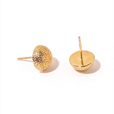 China TRENDY Chaozhong personality niche design Brass real gold  plated retro style bump surface round ball stud earrings jewelry for sale