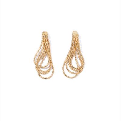 China TRENDY Chaozhong niche temperament earring 18K Real Gold Plated Personalized New Brass Tassel Earrings for sale