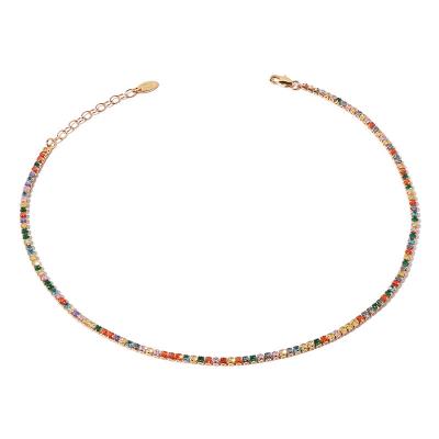 China CLASSIC Chaozhong brass jewelry 18k gold plated colored zirconium chocker fashionable temperament necklace for sale