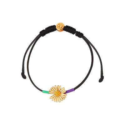 China BOHEMIA Chaozhong wholesale Custom Adjustable Daisy Black Wax rope Bracelet Jewelry for sale