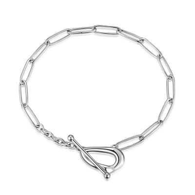 China Minimalist Chaozhong S925 Sterling Silver Bracelet Minimalist niche Plain OT buckle Chain Bracelet Jewelry for sale