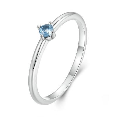 China TRENDY Chaozhong Custom logo jewelry s925 sterling silver minimalist blue zircon ring for sale