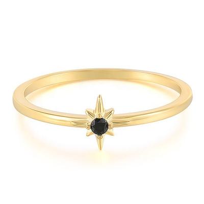 China TRENDY chaozhong 18k gold plated black zircon star shaped  925 sterling silver ring jewelry accessories women for sale