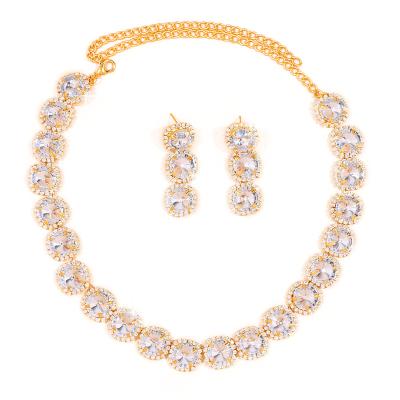 China Punk chaozhong Luxury necklace earring set Fashion Wedding set full diamond bridal jewelry set for sale