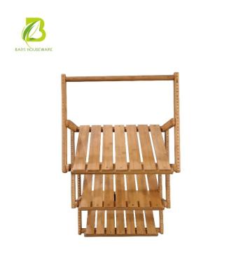 China Easy Assemble 3Tiers Flower Wooden Shelf Bamboo Folding Bamboo Display Rack for sale