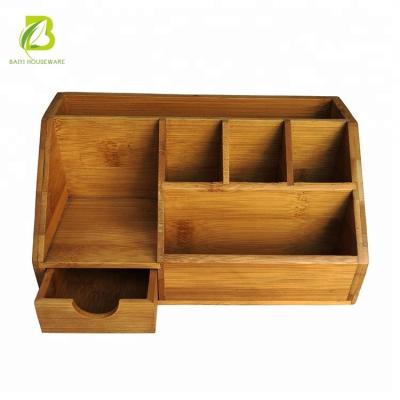 China Multifunctional Cosmetics Jewelry Organizer Bamboo Storage Box for sale