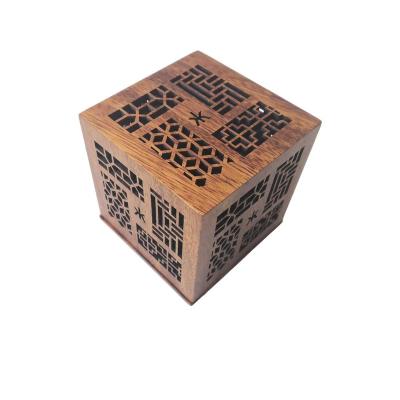 China Walnut Custom Piece Design Incense Holder Storage Box Hollow Carved Home Decor Living Room Censer for sale