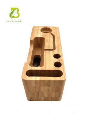 China 3in1 Multifunctional Bamboo Charging Station for Multiple Devices with Smart Watch and Earpods Holder for sale