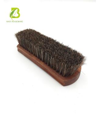 China Shoes Polish Cleaning Brush Wholesale Wooden Handle Black Horsehair Shoe Brush for sale