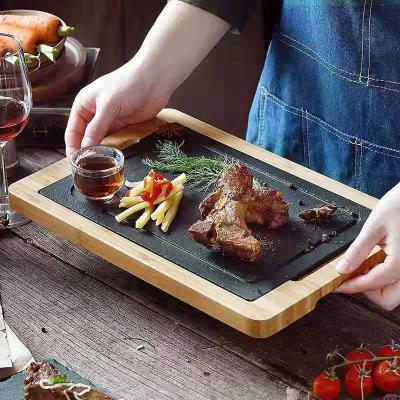 China Amazon Sustainable Hot Selling Bamboo Cutting Board With Steak Stone for sale