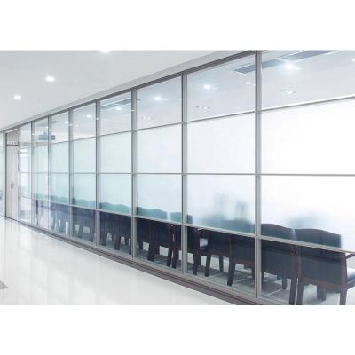 China portable office modern interior walls aluminum tempered glass partition with lampshades for sale