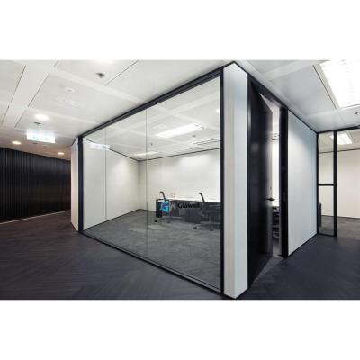 China Modern soundproof frameless glass partition curved office height full glass partition wall with transparent glass for sale