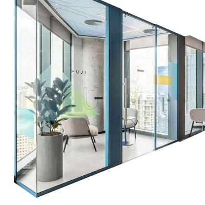 China EUROPEAN Interior Office Used Glass Room Partition Glass Curtain Wall With Sliding Swing Glass Door for sale