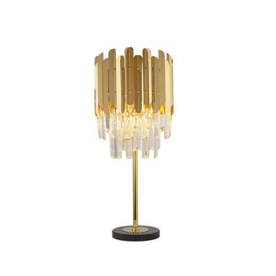 China Crystal Bed Side Table Lamp Hotel Room Decoration Study Room Modern Gold Luxury Reading Lamp for sale