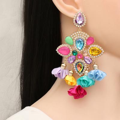 China Eco-friend Factory Wholesale New Style Bohemian Color Diamond-studded Flowers Personalized Women's Earrings for sale