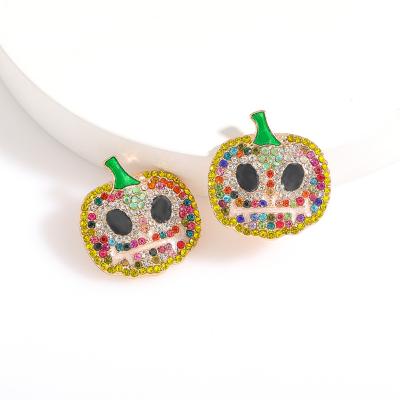 China 2021 New Eco-Friend Pumpkin Female Alloy Funny Oil Drip Pumpkin Lantern Christmas Party Drip Earrings for sale