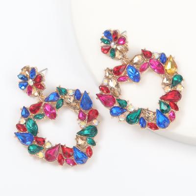 China 2021 New Eco-Friend Alloy Diamond And Flower Acrylic Heart Shaped Earrings for sale