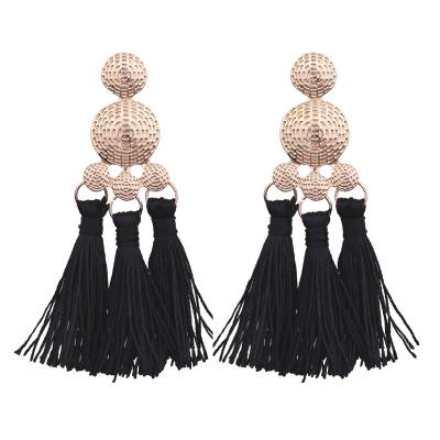 China Eco-friend new fashion tassel temperament Bohemian female long exaggerated large tassel earrings for sale