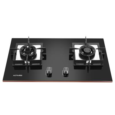 China High Quality Household China NG/LPG Burner Tempered Glass Top 2 Burner Gas Stove for sale