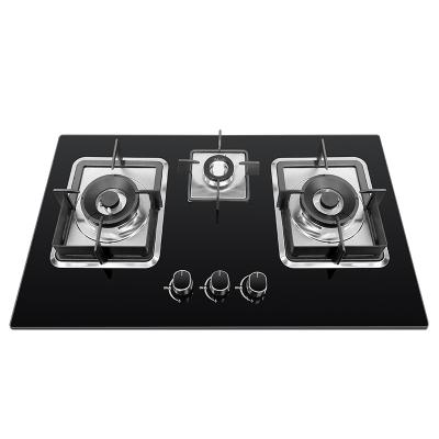 China High Quality Household Black Tempered Glass Gas Stove 3 Burners Gas Stove for sale