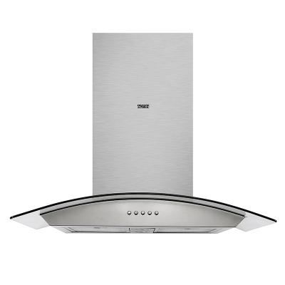 China Household Commercial 750mm Curved Italian Type Glass Hood Wall Mounted Stainless Steel Hood for sale