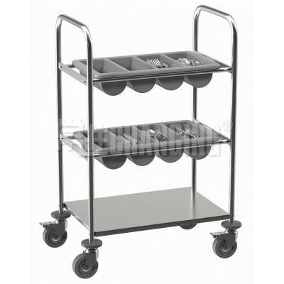 China Restaurant Stainless Steel Square 2-Tier Tube Serving Eco-Friendly Serving Cart for sale