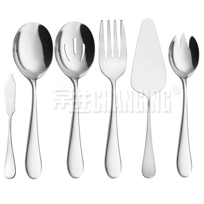 China Viable serving utensils include large cutlery serving spoons Table notched serving forks stainless steel tongs soup pocket flatware for sale