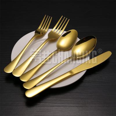 China Viable Custom Gold Silverware Set Flatware Set 5-Piece Serving Eating Kitchen Utensils Set Stainless Steel Dinnerware Cutlery Cookware for sale