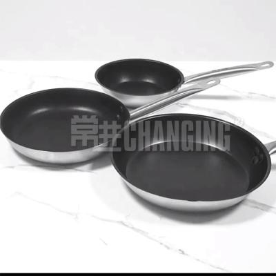 China Nonstick Changing Pan Kitchenware Classic Stainless Steel Frying Pan Gas Stove 8 Inch To 13 Inch Pan Set Black Silver Pans for sale