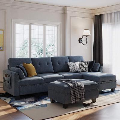 China (Other)New Design Adjustable Modern L Shape Ottoman Sofa Fabric Furniture Sofa Set Living Room Sectional Sofa for sale