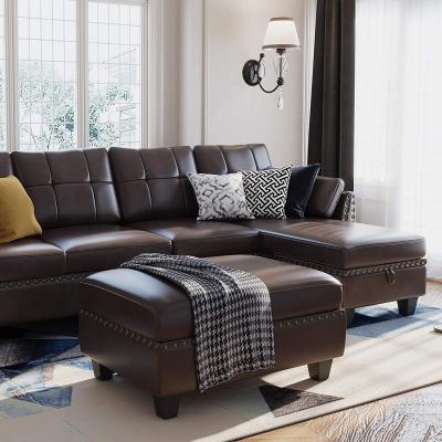 China (Other) Adjustable L Shape Leisure Home Reclining Natural Skin Leather Leather Sofa for sale