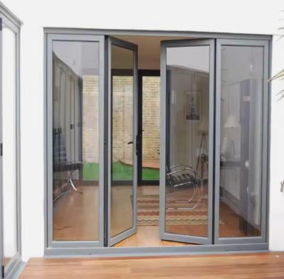 China Double Casement Aluminium Frame Swing Door Modern Design With Tempered Glass for sale