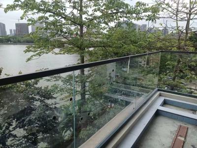 China Outdoor Deck Frameless Glass Railing System With Handrail On Glass Top for sale