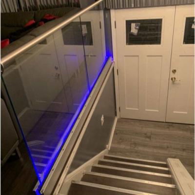 China Colorful LED Light Laminated Glass U Channel System Glass Railings for Patios for sale