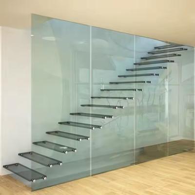 중국 Customized Shapes Design Floating Stairs with Glass Railing 10mm Glass Thickness Selections 판매용