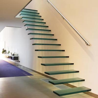 중국 12mm Thick Floating Glass Stairs with Tread Size of 900-2000mm x 250-350mm x 150-200mm in Clear Grey or Customized Color 판매용