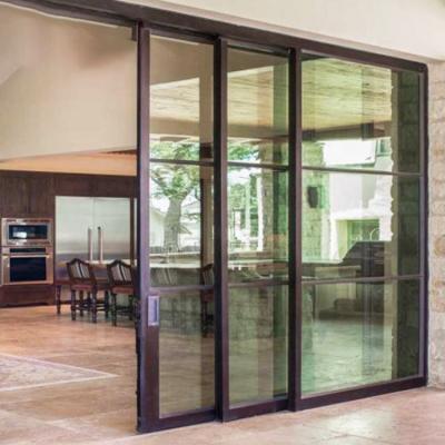 China 24 Hour Online Support Aluminum Sliding Door with Powder Coated Aluminum Alloy Tempered Glass Stainless Steel for sale