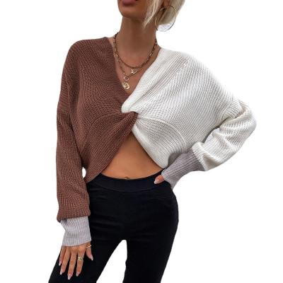 China Warm QUICK DRY and the U.S. Central Statistical Institute Bow Color Belly V-Neck Sweater Border Woman Autumn Winter New Station for sale