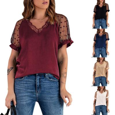 China 2023 new arrivals women's clothing fashionable casual short sleeve short shirt elegant blouse anti-shrink for ladies for sale