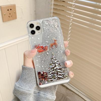 China Christmas Quicksand Soft Phone Case Eco-friendly TPU Case For iPhone 12 Pro 12Mini 11 Pro XR X XS 6 7 8Plus for sale