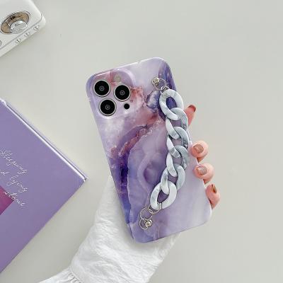 China Hot Selling Lanyard Eco-friendly IMD Marble Soft TPU Cell Phone Case With Strap Wristband For iPhone 13 Pro Max 13Pro XR XS for sale