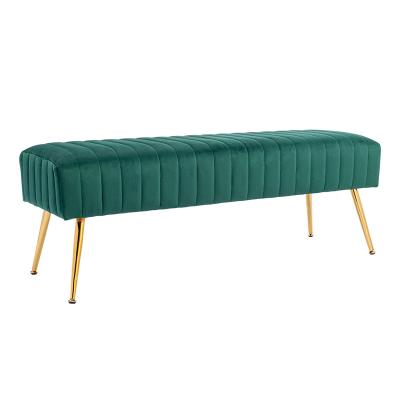 China Modern Gold Legstufted Rectangle Stool Upholstered Bench for sale