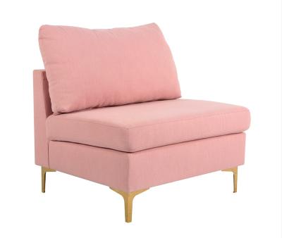 China Traditional Armless Corner Accent Chair Bedroom Pink Accent Chair Fabric for sale